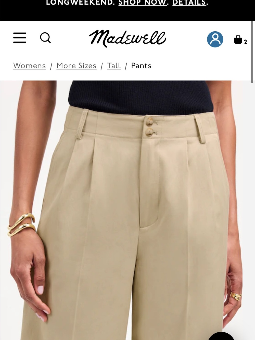Madewell Tall Harlow Wide-Leg Pant in Drapey Twill - Picture 2 of 5